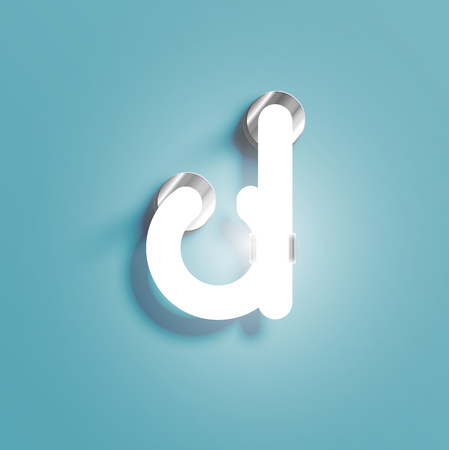 Realistic neon character from a fontset, vector illustrationのイラスト素材