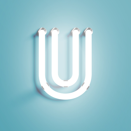 Realistic neon character from a fontset, vector illustrationのイラスト素材