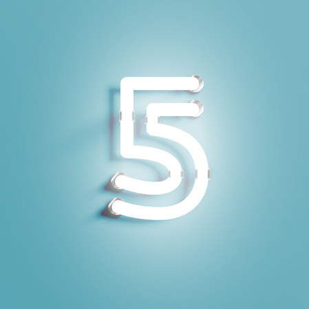 Realistic neon character from a fontset, vector illustrationのイラスト素材