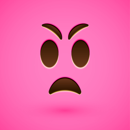 Pink realistic emoticon smiley face, vector illustrationのイラスト素材