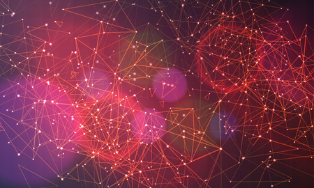 Abstract polygonal colorful background with connected dots and lines, connection structure, futuristic hud background, high quality image with blurred partsのイラスト素材