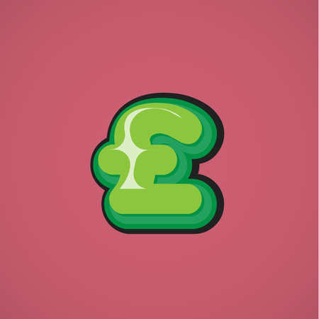 Green comic character from a fontset, vector illustrationのイラスト素材