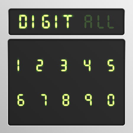 Digital character set from a typeface on a screen, vector illustrationのイラスト素材