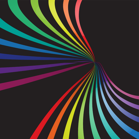 Colorful lines in 3D on black background, vector illustrationのイラスト素材