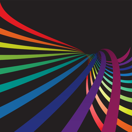 Colorful lines in 3D on black background, vector illustrationのイラスト素材