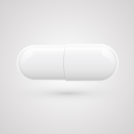 White pill on a grey background, realistic vector illustrationのイラスト素材