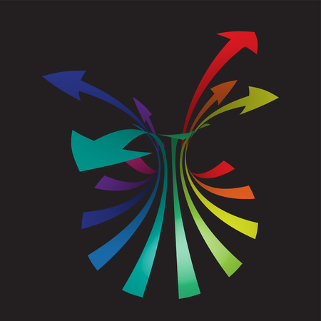 Colorful arrows on black background, vector illustrationのイラスト素材