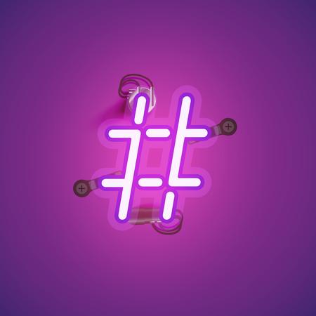Pink realistic neon character with wires and console from a fontset, vector illustrationのイラスト素材