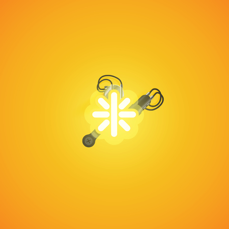 Yellow realistic neon character with wires and console from a fontset, vector illustrationのイラスト素材