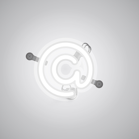 Realistic neon character with wires and console from a fontset, vector illustrationのイラスト素材