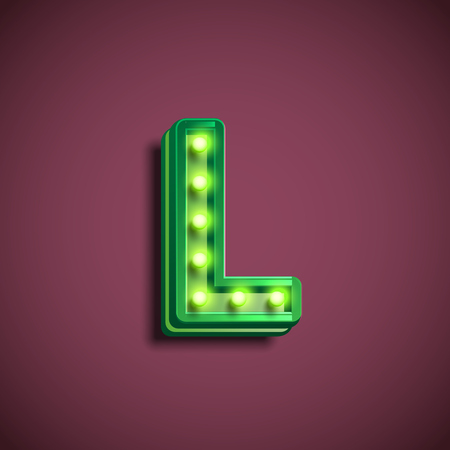 'Broadway' character with lamps from a fontset, vector illustrationのイラスト素材
