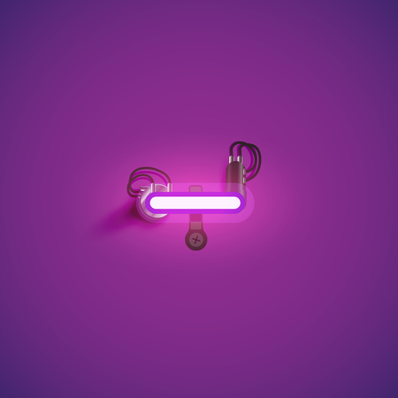 Pink realistic neon character with wires and console from a fontset, vector illustrationのイラスト素材