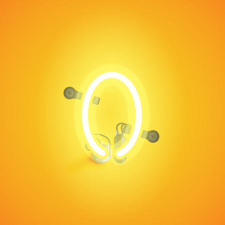 Yellow realistic neon character with wires and console from a fontset, vector illustrationのイラスト素材