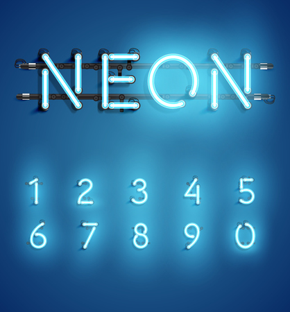 High detailed neon character set, vector illustrationのイラスト素材