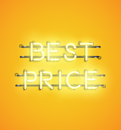 Neon realistic word for advertising, vector illustrationのイラスト素材