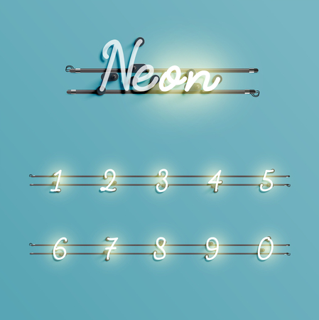 Realistic neon font with wires and console, vector illustrationのイラスト素材