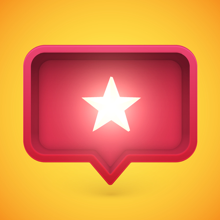Glowing rating star in speech bubble, vector illustrationのイラスト素材
