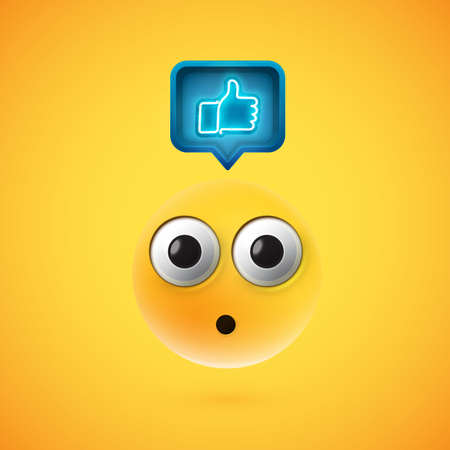 High detailed smiley with thumbs up sign, vector illustrationのイラスト素材