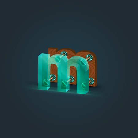 Realistic wood and glass character from a typeset, vector illustrationのイラスト素材