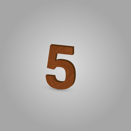 Realistic wood character from a typeset, vector illustrationのイラスト素材