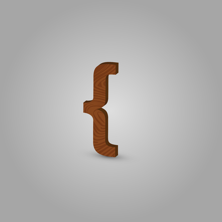 Realistic wood character from a typeset, vector illustrationのイラスト素材