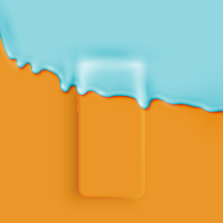 High detailed 3D matte smatphone covered with paint, vector illustrationのイラスト素材