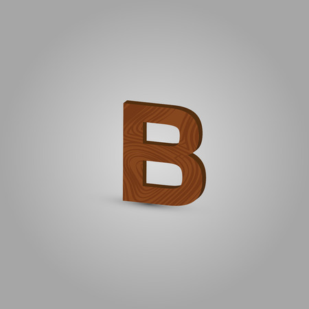 Realistic wood character from a typeset, vector illustrationのイラスト素材