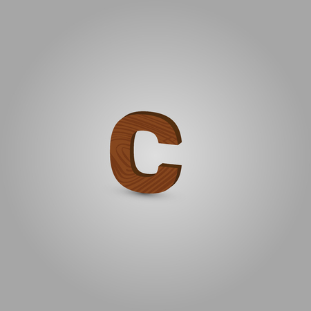 Realistic wood character from a typeset, vector illustrationのイラスト素材