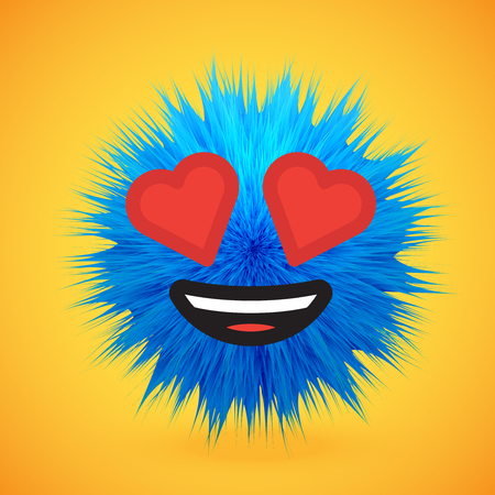 High-detailed 3D fur smiley emoticon, vector illustrationのイラスト素材