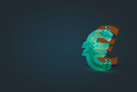 High-detailed wood and glass euro character, vector illustrationのイラスト素材