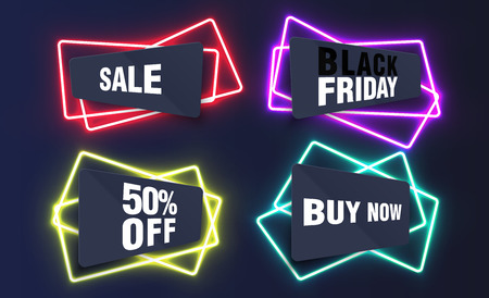 Colorful neon templates for websites, vector illustrationのイラスト素材