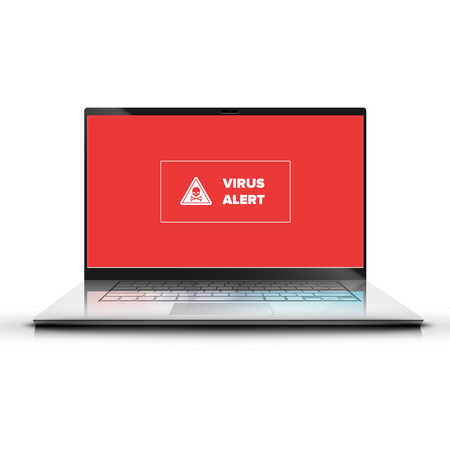 High-detailed computer with virus alert, vector illustrationのイラスト素材