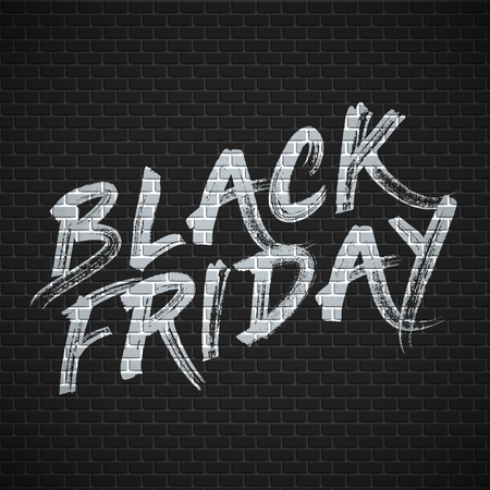 High detailed brick wall with 'BLACK FRIDAY' painting vector illustrationのイラスト素材