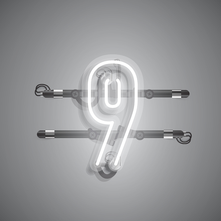 Realistic neon character with wires and console, vector illustrationのイラスト素材