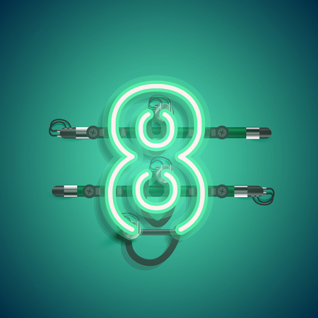 Realistic neon character with wires and console, vector illustrationのイラスト素材