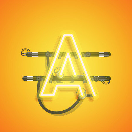 Realistic neon character with wires and console, vector illustrationのイラスト素材