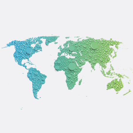 Colorful world map made by balls and lines, vector illustrationのイラスト素材