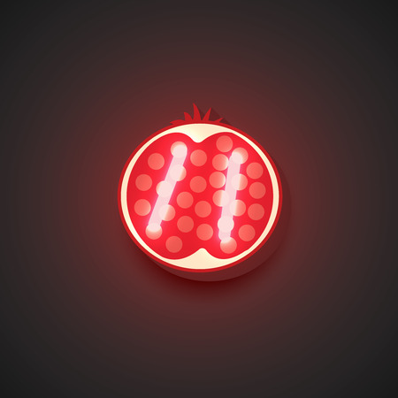 Realistic neon fruits, vector illustrationのイラスト素材