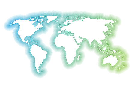 Colorful world map made by balls and lines, vector illustrationのイラスト素材