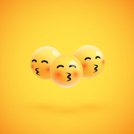 Group of high detailed yellow emoticons, vector illustrationのイラスト素材