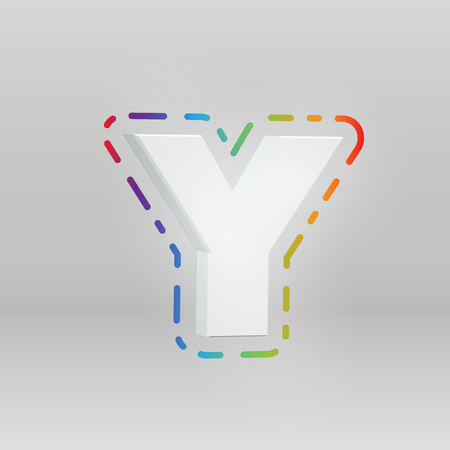 3D character from a fontset with colorful background, vector illustartionのイラスト素材