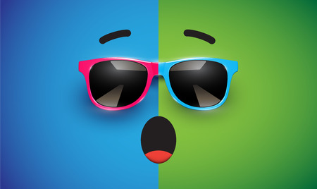 High detiled colorful emoticon with sunglasses, vector illustrationのイラスト素材