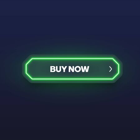 Colorful shining neon button, vector illustrationのイラスト素材