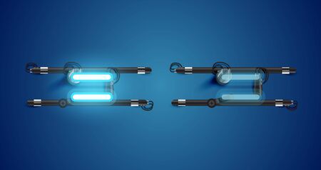 Realistic glowing blue neon charcter on and offのイラスト素材