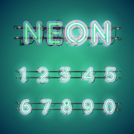 Realistic glowing double neon charcter on and offのイラスト素材