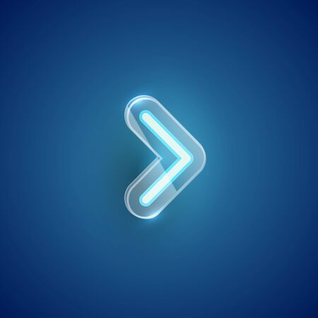 Realistic neon 'guillemet' character with plastic case around, vector illustrationのイラスト素材