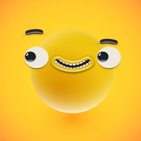 Yellow high-detailed emoticon face, vector illustrationのイラスト素材