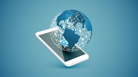 High detailed smartphone connection globe, vector illustrationのイラスト素材