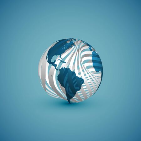 Blue globe map with pattern sphere, vector illustrationのイラスト素材