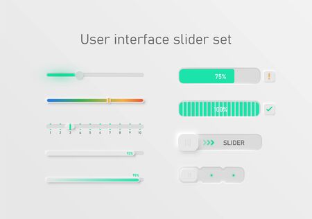 Very high detailed white user interface slider set for websites and mobile apps, vector illustrationのイラスト素材